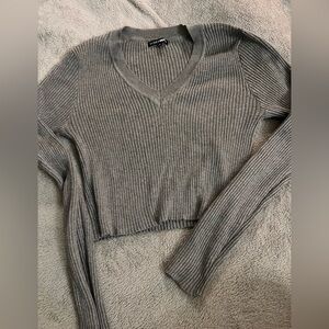 Grey fashion nova sweater crop Top